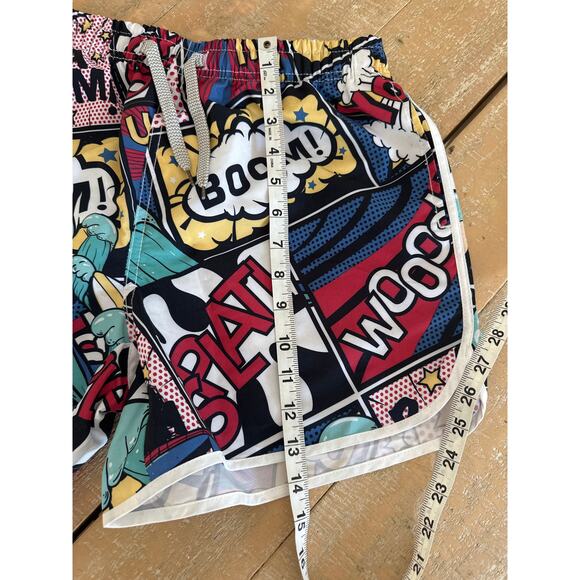 Men’s multicolored comic book print swim trunks shorts - Picture 9 of 9